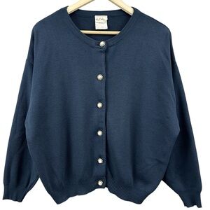La Folie Vintage Button Up Navy Cardigan Size Large